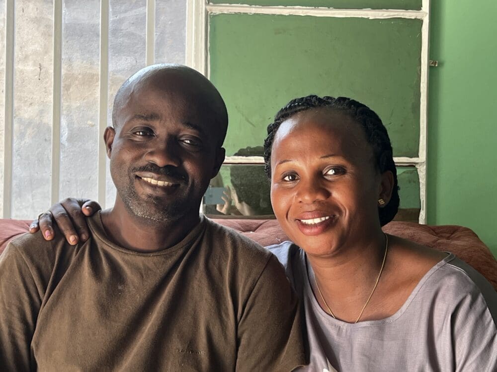 Pictured is Kadjabe with his wife Joselyne last October.